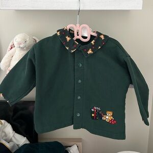 Vintage Teddy Bear Girls Button Shirt / Cardigan / Sweater 90s